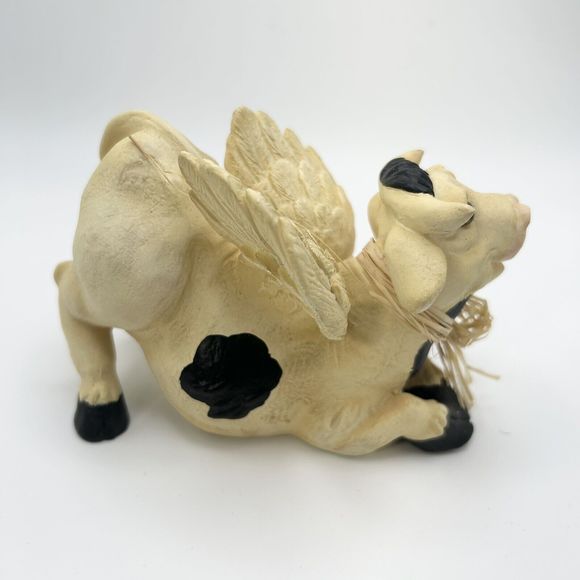 Holy Cow! 1994 Pete Apsit Angel Cow Figurine Folk Art Sculpture 4.25” - Picture 2 of 8